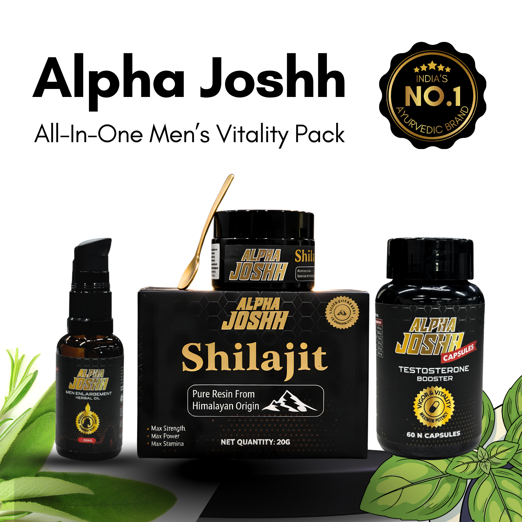 Alphajoshh Capsule+Shilajit+Oil Combo